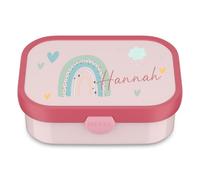 Mepal Lunchbox Campus personalizada, fiambrera arcoíris para niños con compartimentos, fiambrera con nombre estampado en color (rosa)