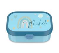 Mepal Lunchbox Campus personalizada, fiambrera arcoíris para niños con compartimentos, fiambrera con nombre estampado en color (azul)