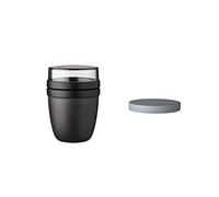 Mepal - Lunchpot Switch Ellipse - Convierte tu lonchera en una olla de aperitivos - Práctica taza de cereales - Apto para congelador, microondas y lavavajillas - Nordic Black