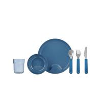 Mepal Mio - Juego de vajilla para niños 6 piezas - Deep blue - incluye plato, cuenco, taza y cubiertos - apto para lavavajillas