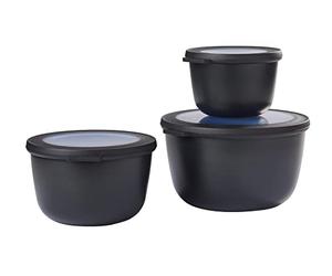 Mepal - Multi Bowl Cirqula 3-Piece Set - Food Storage Container with Lid - Suitable as Airtight Storage Box for Fridge & Freezer, Microwave Container & Servable Dish - 350, 750, 1250ml - Nordic Black,