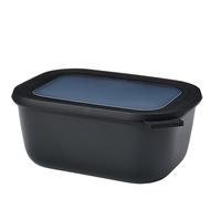 Mepal - Multi Bowl Cirqula Rectangular - Recipientes para Alimentos con Tapa - Adecuado como Fiambrera Hermética para Frigorífico, Microondas y Congelador - Tapers para Comida - 1500 ml - Nordic Black