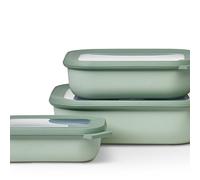 Mepal - Multi Bowl Cirqula Rectengular 3-Partes - Caja de Almacenamiento de Alimentos con Tapa - Caja de Almacenamiento Hermética para Nevera y Microondas - 500 ml, 1000 ml & 2000 ml - Nordic Sage