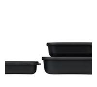 Mepal - Multi Bowl Cirqula Rectengular 3-Partes - Caja de Almacenamiento de Alimentos con Tapa - Caja de Almacenamiento Hermética para Nevera y Microondas - 500 ml, 1000 ml & 2000 ml - Nordic black