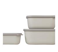 Mepal - Multi Bowl Cirqula Rectengular 3-Partes - Caja de Almacenamiento de Alimentos con Tapa - Caja de Almacenamiento Hermética para Nevera y Microondas - 500 ml, 1000 ml & 3000 ml - Nordic White