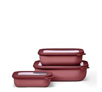 Mepal - Multi Bowl Cirqula Rectengular 3-Partes - Caja de Almacenamiento de Alimentos con Tapa - Caja de Almacenamiento Hermética para Nevera y Microondas - 500 ml, 1000 ml & 2000 ml - Vivid mauve