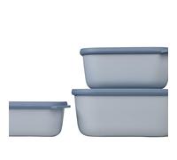 Mepal - Multi Bowl Cirqula Rectengular 3-Partes - Caja de Almacenamiento de Alimentos con Tapa - Caja de Almacenamiento Hermética para Nevera y Microondas - 500 ml, 1000 ml & 3000 ml - Nordic blue
