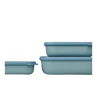 Mepal - Multi Bowl Cirqula Rectengular 3-Partes - Caja de Almacenamiento de Alimentos con Tapa - Caja de Almacenamiento Hermética para Nevera y Microondas - 500 ml, 1000 ml & 2000 ml - Nordic Green