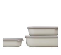 Mepal - Multi Bowl Cirqula Rectengular 3-Partes - Caja de Almacenamiento de Alimentos con Tapa - Caja de Almacenamiento Hermética para Nevera y Microondas - 500 ml, 1000 ml & 2000 ml - Nordic white