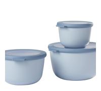 Mepal - Multi Bowl Cirqula Redondo 3-Partes - Caja de Almacenamiento de Alimentos con Tapa - Caja de Almacenamiento Hermética para Nevera y Microondas - 500 ml, 1000 ml & 2000 ml - Nordic blue