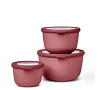 Mepal - Multi Bowl Cirqula Redondo 3-Partes - Caja de Almacenamiento de Alimentos con Tapa - Caja de Almacenamiento Hermética para Nevera y Microondas - 500 ml, 1000 ml & 2000 ml - Vivid mauve