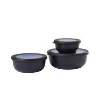 Mepal - Multi Bowl Cirqula Redondo 3-Partes - Caja de Almacenamiento de Alimentos con Tapa - Caja de Almacenamiento Hermética para Nevera y Microondas - 350 ml, 750 ml & 1250 ml - Nordic Black