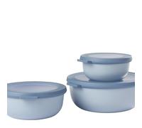 Mepal - Multi Bowl Cirqula Redondo 3-Partes - Caja de Almacenamiento de Alimentos con Tapa - Caja de Almacenamiento Hermética para Nevera y Microondas - 350 ml, 750 ml & 1250 ml - Nordic blue