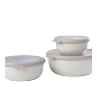 Mepal - Multi Bowl Cirqula Redondo 3-Partes - Caja de Almacenamiento de Alimentos con Tapa - Caja de Almacenamiento Hermética para Nevera y Microondas - 350 ml, 750 ml & 1250 ml - Nordic white