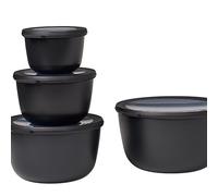 Mepal - Multi Bowl Cirqula Redondo 4-Partes - Caja de Almacenamiento de Alimentos con Tapa - Caja de Almacenamiento Hermética para Nevera y Microondas - 500, 1000, 2000 & 3000 ml - Nordic black