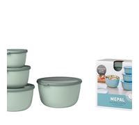 Mepal - Multi Bowl Cirqula Redondo 4-Partes - Caja de Almacenamiento de Alimentos con Tapa - Caja de Almacenamiento Hermética para Nevera y Microondas - 500, 1000, 2000 & 3000 ml - Nordic sage