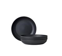 Mepal - Plato hondo 4 piezas Silueta - Apto para lavavajillas y microondas - Platos de plástico - Platos llanos - Vajilla - 21 cm - Nordic black