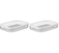 Mepal - Recipiente de Almacenamiento de Carne Fría para Nevera - Caja de Almacenamiento Frigorífico con Tapa - Adecuado para Almacenar Tocino, Pollo y Queso en Lonchas - 550 ml - White (Paquete de 2)