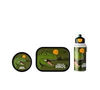 Mepal set campus, pu+lb+fb, dino | Set para niños con botella pop-up, fiambrera y caja de fruta, set de almuerzo para la escuela o de viaje