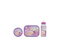 Mepal - Set de Almuerzo Campus - Fiambrera para Niños con Botella Pop-up, Fiambrera y Cajita para fruta - Set de Almuerzo para el Colegio o para Llevar - Sin BPA - 400 + 750 + 300 ml - Unicorn Glow