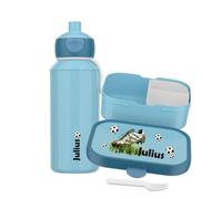 Mepal Set de Receso Personalizado Campus, Bento Tupper & Botella de Agua Fútbol, Azul