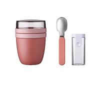 Mepal Set Lunchpot Ellipse - Juego de cucharas plegables - Vivid Mauve - Práctico vaso de cereales y recipiente para transportar alimentos