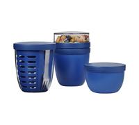 Mepal - Set promocional Pots Ellipse 3 piezas - Fiambrera 500 + 200 ml, Fruitpot 600 ml, Snackpot 350 ml - Recipiente para comida, vaso de yogur, vaso para llevar - Apto para lavavajillas - Azul Vivid