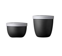 Mepal - Snackpot Duo Pack Ellipse - Práctico recipiente para almacenar y transportar alimentos - Apto para congelador - Apto para lavavajillas - Negro nórdico antiguo