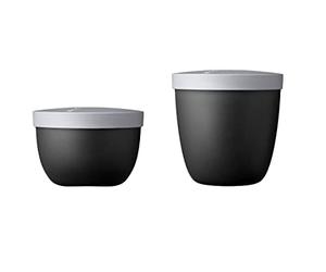 Mepal - Snackpot Duo Pack Ellipse - Práctico recipiente para almacenar y transportar alimentos - Apto para congelador - Apto para lavavajillas - Negro nórdico antiguo