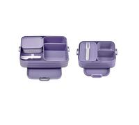 Mepal Take a Break Bento Lunch Box Set de 2 fiambreras, tamaño pequeño y grande, con compartimentos, adecuado para hasta 4 u 8 rebanadas de pan, TPE/PP/ABS, morado vivo
