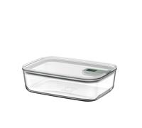 Mepal - Táper de cristal EasyClip - Caja de almacenamiento con tapa y cierre deslizante - Apto para microondas, vaporera, horno, frigorífico y congelador - Hermético - 1,5 l - Nordic sage