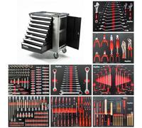 Mephisto Carro de Herramientas/Carrito Auxiliar con Ruedas XXL, 8 cajones para Llaves, Llaves de carraca con Caja de Tuercas, Destornillador, etc., cajones con Superficie Suave en Aspecto de Carbono