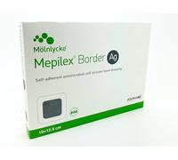 Mepilex Border Ag 10x12,5 cm (Envase de 5) - Apósito de Espuma Antimicrobiano con Plata y Tecnología Safetac - Para Heridas Infectadas o con Riesgo de Infección