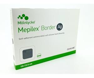 Mepilex Border Ag 10x12,5 cm (Envase de 5) - Apósito de Espuma Antimicrobiano con Plata y Tecnología Safetac - Para Heridas Infectadas o con Riesgo de Infección