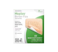 Mepilex Border Flex - Apósitos de grado hospitalario de 10 x 10 cm para desgarros de piel, quemaduras menores y cortes, adherencia impermeable para hasta 7 días de uso