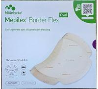 Mepilex Mölnlycke Border Flex - Compresas ovales flexibles (13 x 16 cm, tecnología Safetac, 5 unidades)
