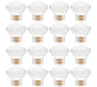 Meprotal Paquete de 16 pomos de cristal transparente de 20 mm, pomos de cajón en forma de diamante, tiradores de manijas de armario de cocina, accesorios para muebles