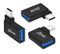 Mepsies Adaptador USB C a USB 3.0 de 90 Grados (3 Piezas), Adaptador OTG Ángulo Recto USB-A 3.0 Hembra a USB-C 3.1 Macho Compatible con MacBook, iPhone 17/16/15, iPad, Galaxy S25 S24 S23 A56 A16 A36