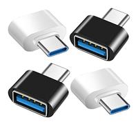 Mepsies Adaptador USB C a USB (4 Piezas), Adaptador USB C a USB 3.0 OTG Compatible con MacBook Pro, Samsung Galaxy, Teléfonos Tipo C (2 Negro y 2 Blanco)