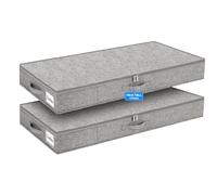 Mepure Almacenamiento bajo la cama, cajas delgadas de 10 cm con tapas, organizador resistente de tela para debajo de la cama o sofá