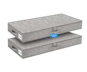 Mepure Almacenamiento bajo la cama, cajas delgadas de 10 cm con tapas, organizador resistente de tela para debajo de la cama o sofá