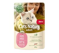 MERA Cats Nature Salmon Premium Comida para Gatos húmeda 12 x 85 g | sin azúcar ni Cereales | Comida húmeda para Gatos Adultos Alto Porcentaje de Carne | Wet Cat Food
