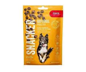 MERA Snacker Aves de Corral (1 x 200 g), sin Cereales, golosinas Suaves para Perros para Entrenamiento o como Aperitivo, sabrosas golosinas carnosas para Todos los Perros