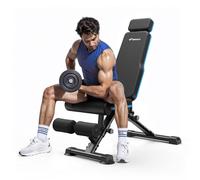MERACH Banco de pesas plegable, soporta 450 kg, con reposacabezas extendido, banco inclinado ajustable en 72 posiciones, banco de entrenamiento multifuncional para entrenamiento de cuerpo entero en