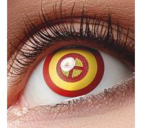 MeralenS 1 Par colores naranja roja Cosplay Power Anime Manga 'Chainsaw Man' Crazy Fun Jahres Lentes De Contacto con Porta Lentes Gratuito Perfecto Para Carnaval, Carnaval Y Disfraz