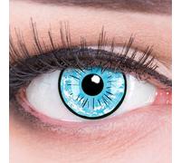 MeralenS Lentillas de color Azul Negro Satoru 1 par. Cómodas y perfectas para carnaval de Halloween, blandas, sin dioptrías + recipiente de lentillas, sin graduación