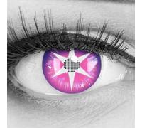 MeralenS Lentillas de color moradas 'Violet Star' 1 par. Cómodas y perfectas para carnaval de Halloween, blandas, sin dioptrías + recipiente de lentillas, sin graduación