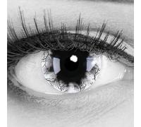 MeralenS Lentillas de color negras 'Black Zombie Big' 1 par. Cómodas y perfectas para carnaval de Halloween, blandas, sin dioptrías + recipiente de lentillas, sin graduación