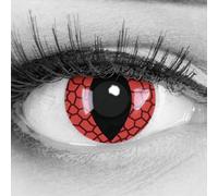 MeralenS Lentillas de color rojas 'Red Dragon' 1 par. Cómodas y perfectas para carnaval de Halloween, blandas, sin dioptrías + recipiente de lentillas, sin graduación