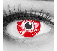 MeralenS Lentillas de color rojas 'Red Zombie' 1 par. Cómodas y perfectas para carnaval de Halloween, blandas, sin dioptrías + recipiente de lentillas, sin graduación